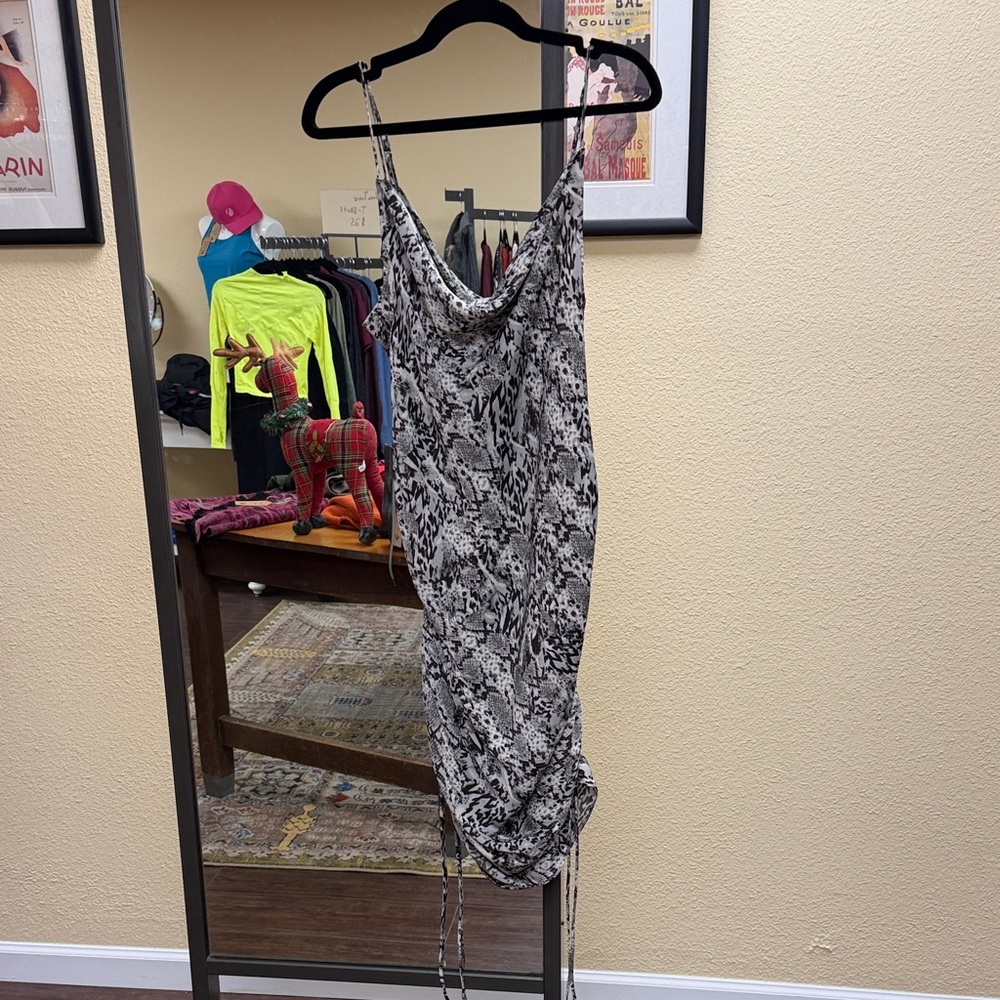 Free People One Shoulder Black and White Dress L